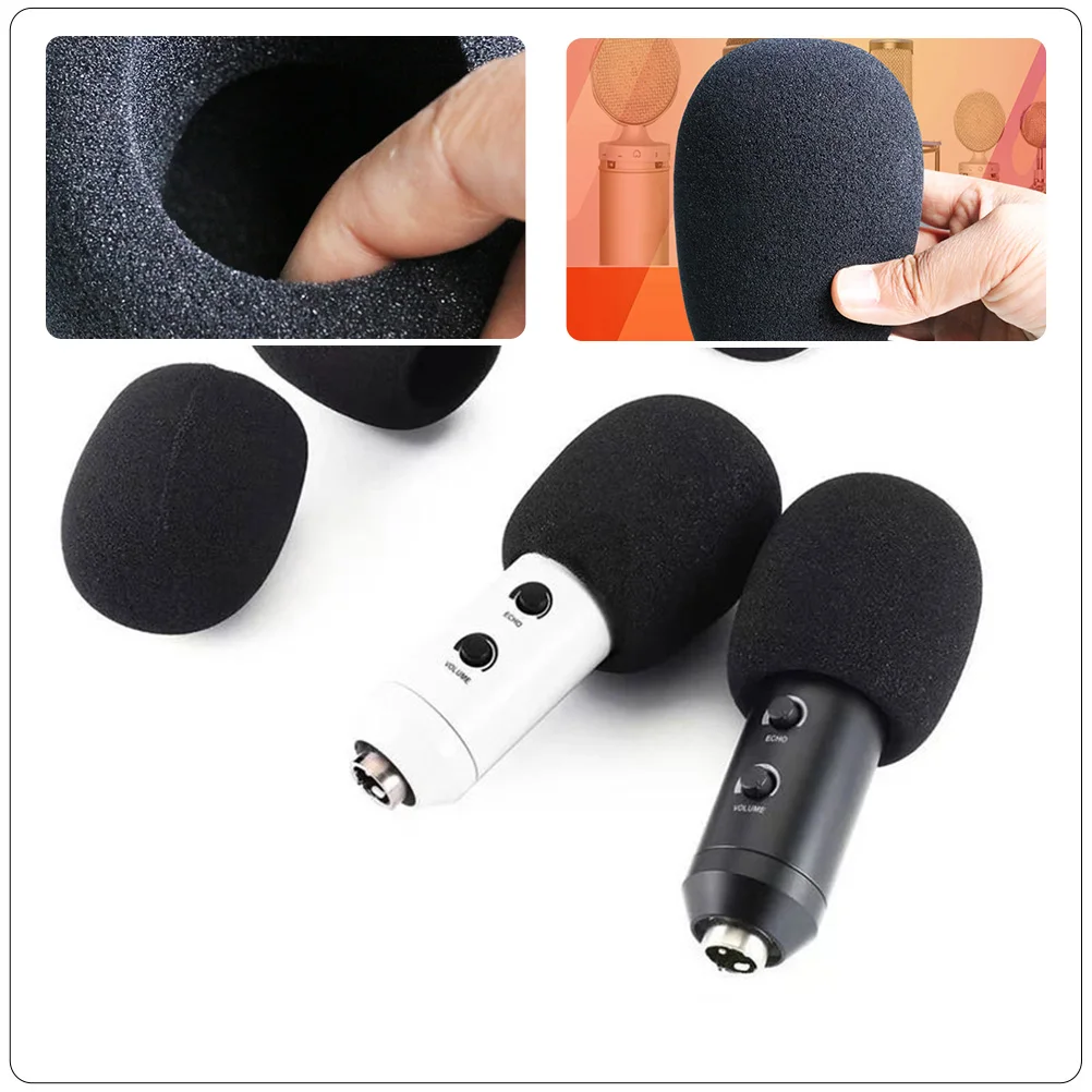 

2pcs Premium Sponge Microphone Covers Reusable Protectors Washable Mic Windscreen For Ktv Conference Stage Dust Protection