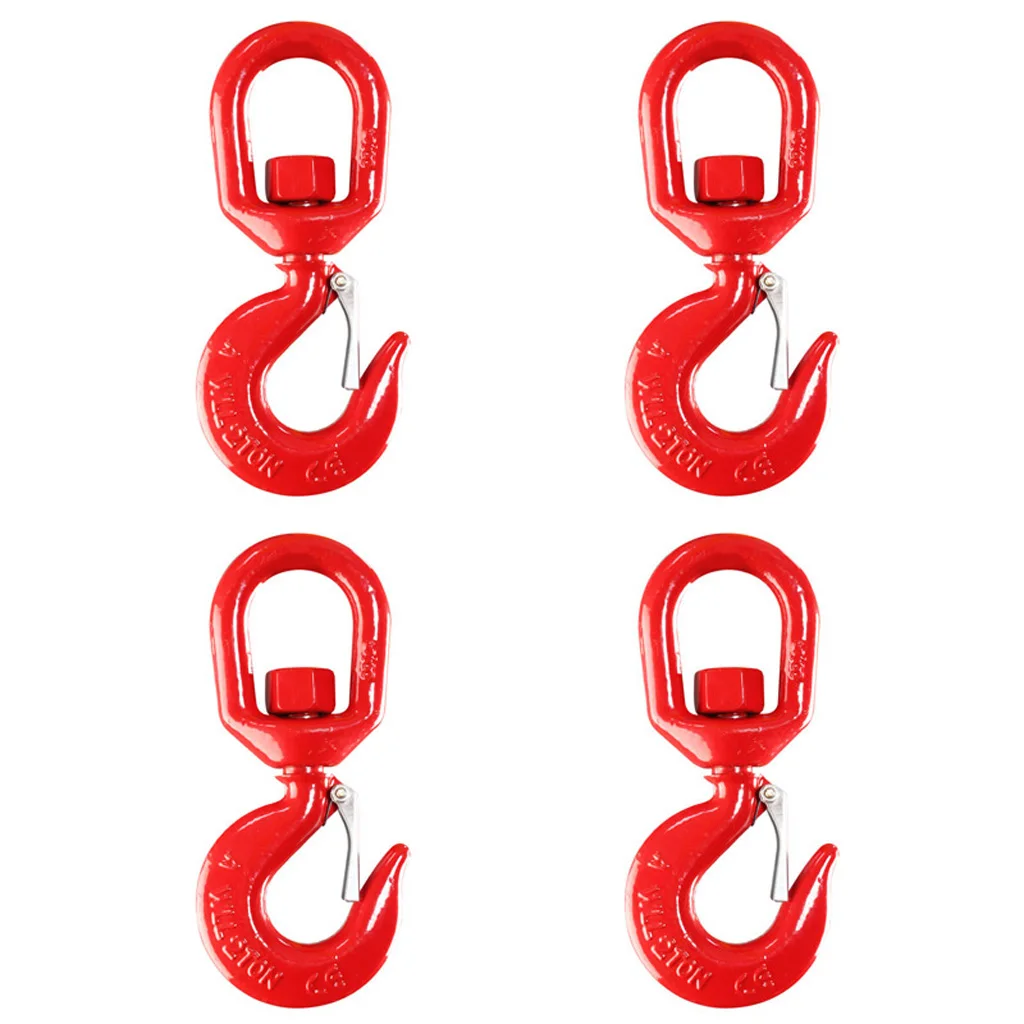 Pack of 4 Swivel Hook 1Ton Alloy Steel Chain Hook Safety Hook with Tongue 360° Swivel Safety Lock Hook for Sling Rigging