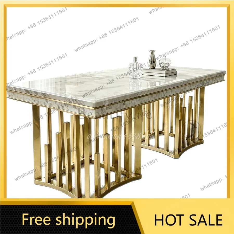 LS Italian light luxury marble dining table household villa size rectangular dining table