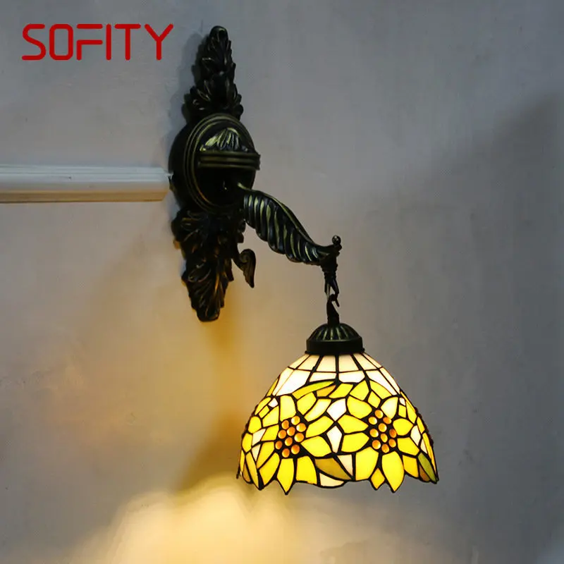 SOFITY-Applique Murale Tiffany LED en Verre, Luminaire Décoratif d'Nik, Idéal pour un Salon, un Hôtel ou un Couloir