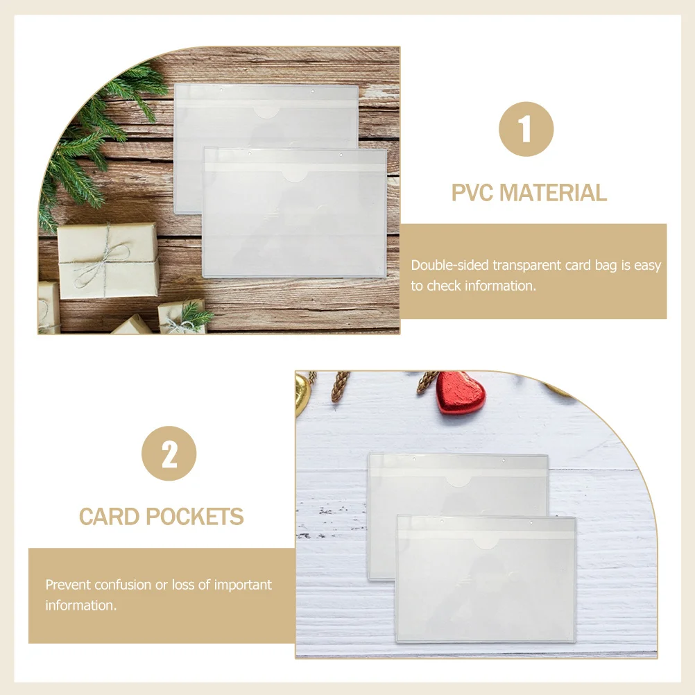 

20Pcs Transparent Self-Adhesive Card Pocket Sleeves Plastic Business Cards Holders Top- Organizer Library Card