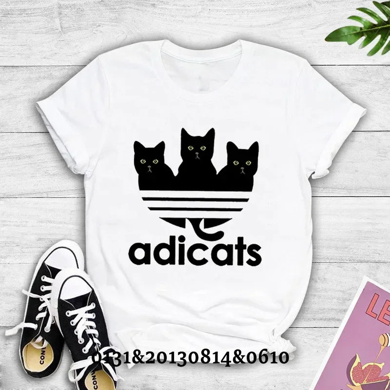 2023 Women's T-shirt New Cat Print Top Women's T-shirt O-neck Short Sleeve Summer Multicolor Female Top T-shirt Streetwear