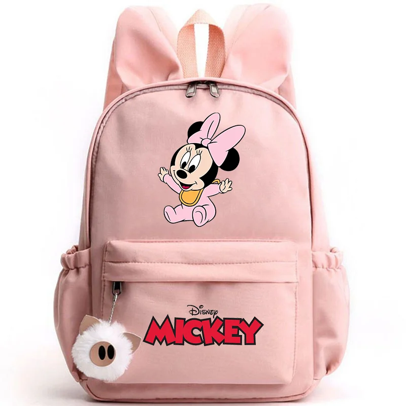 Disney Mickey Minnie Mouse Backpack for Girls Boys Teenager Children Rucksack Casual School Bags Travel Rabbit Ears Backpacks