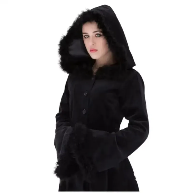 Vintage Halloween Renaissance Medieval Clothes Costume Womens Dress Hooded Maxi Trench Coat Cosplay Outwear Plus Carnival Party