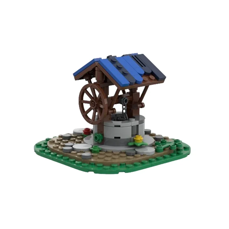 132 building blocks MOC-175048 Medieval Village Ancient Well Educational Toy Assembling Building Blocks Christmas Gift