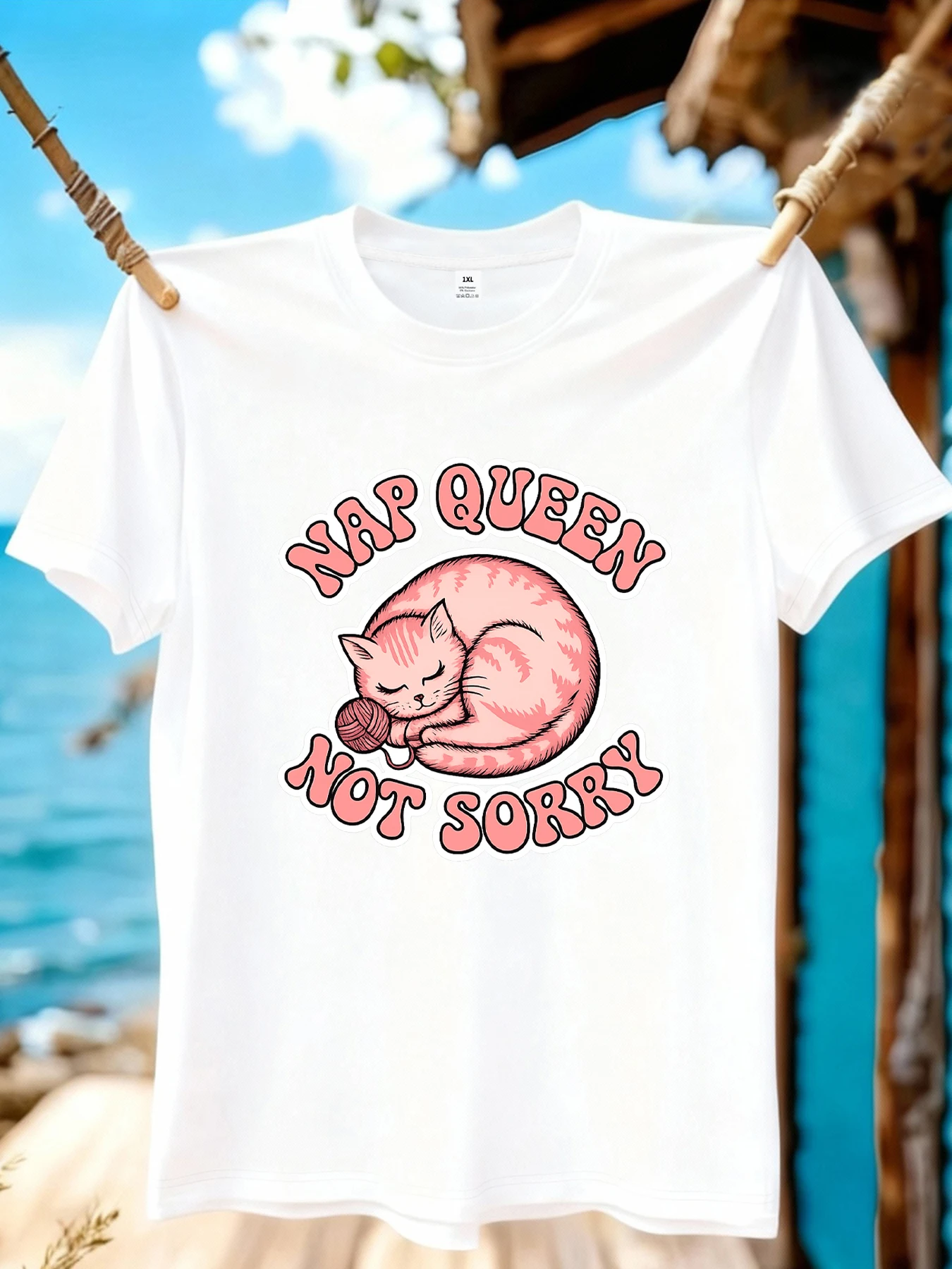 

【WZM10864】Женская футболка с принтом «Ленивый спящий кот», большого размера, с круглым вырезом, летняя, повседневная, с коротким рукавом, в уличном стиле, универсальная