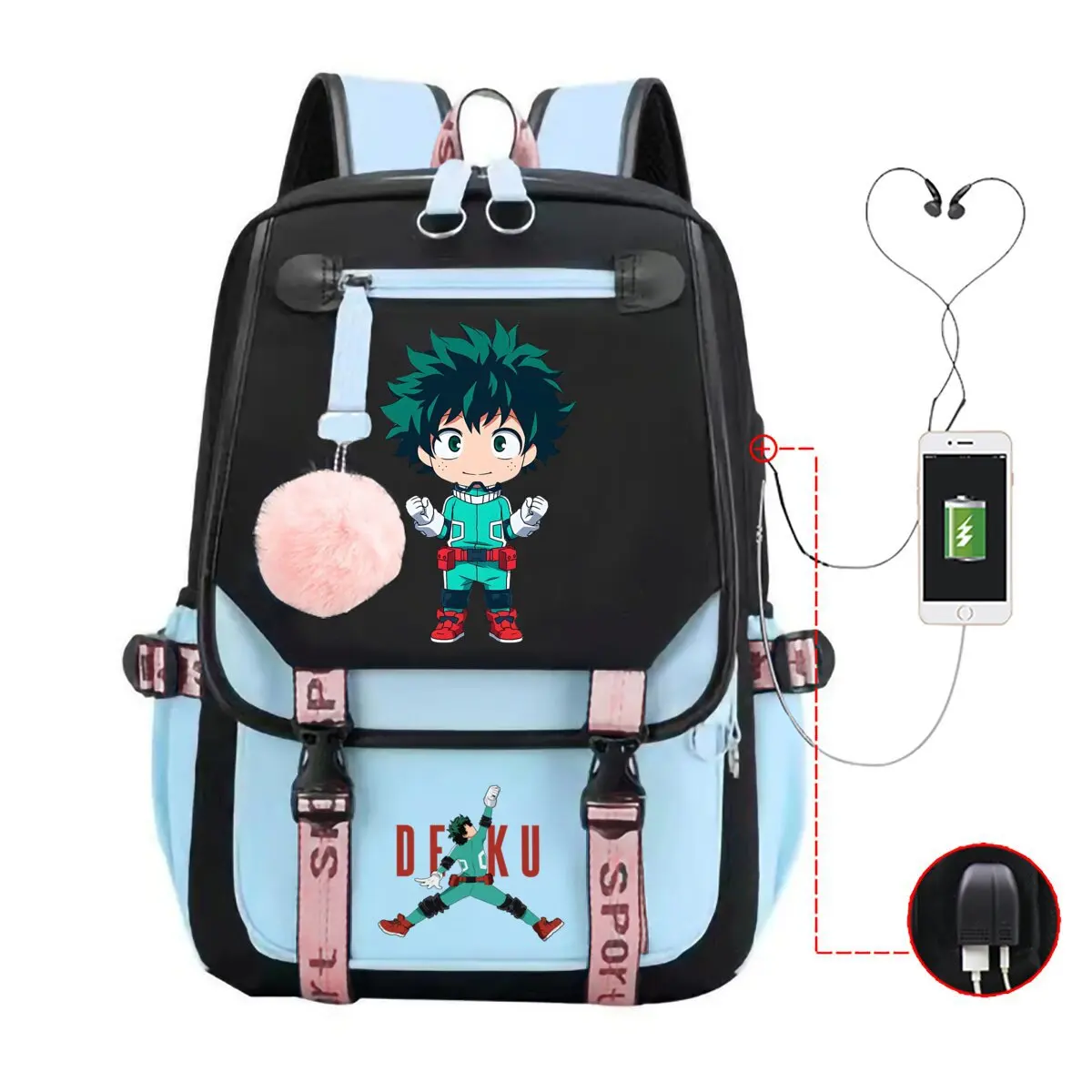 

My Hero Academia Deku USB рюкзаки для косплея колледжа школьная сумка Mha аниме ноутбук дорожный ноутбук подростковые лоскутные компьютерные сумки