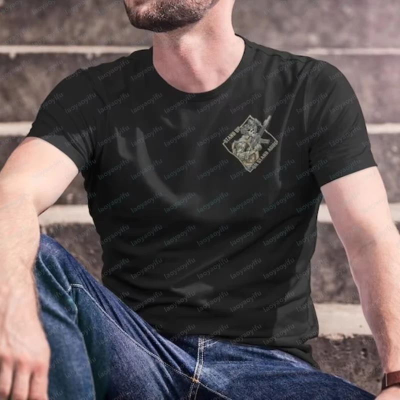 Stand Up or Stand Aside Military Tactical Warrior Skeleton Shirt T-Shirt Gym Military Shirt Graphic T Shirts Cotton Men Clothing