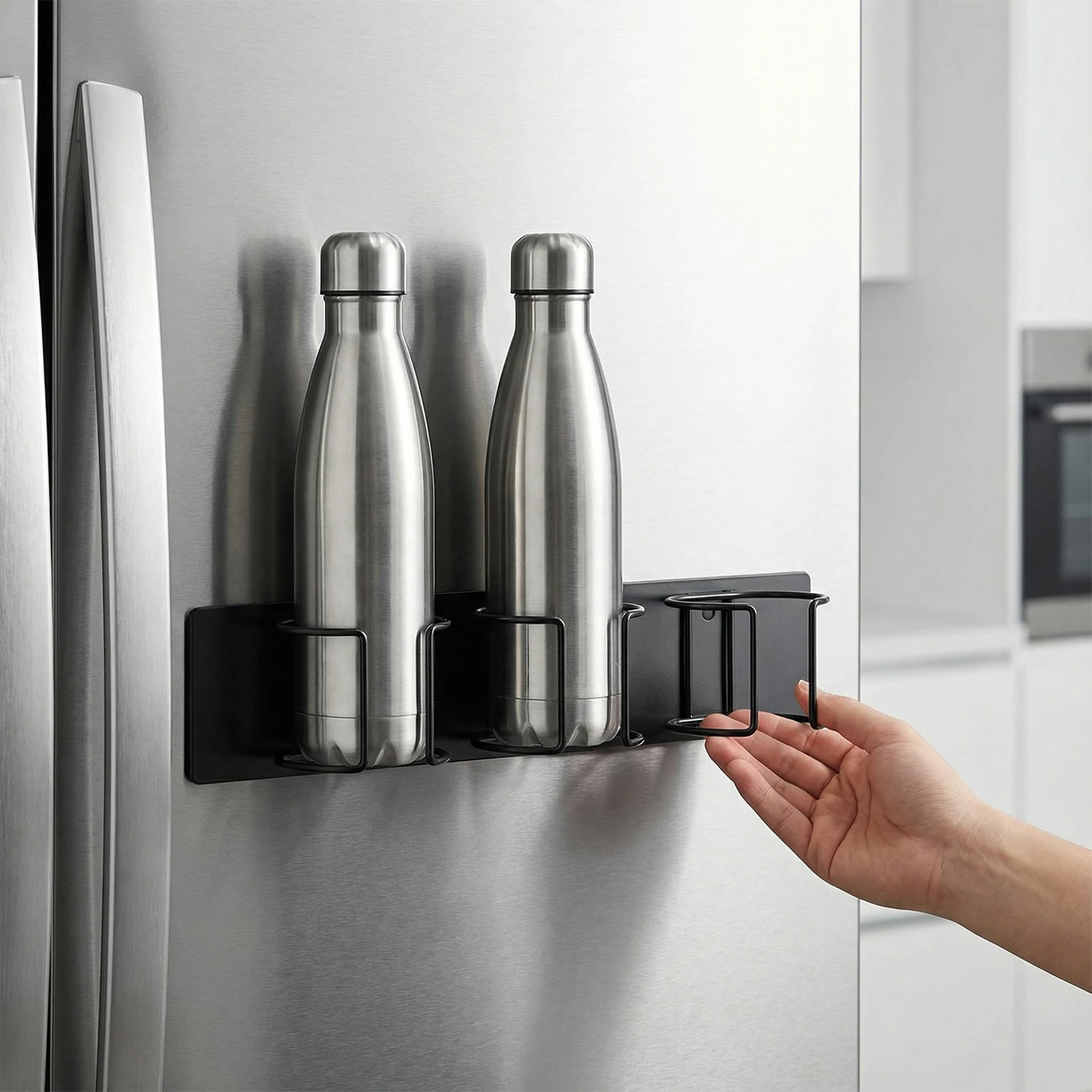 

Magnetic Water Bottle Organizer with 6 Holders & 6 Lid Rack Kitchen Pantry Organizers and Storage for Fidge & Cabinet