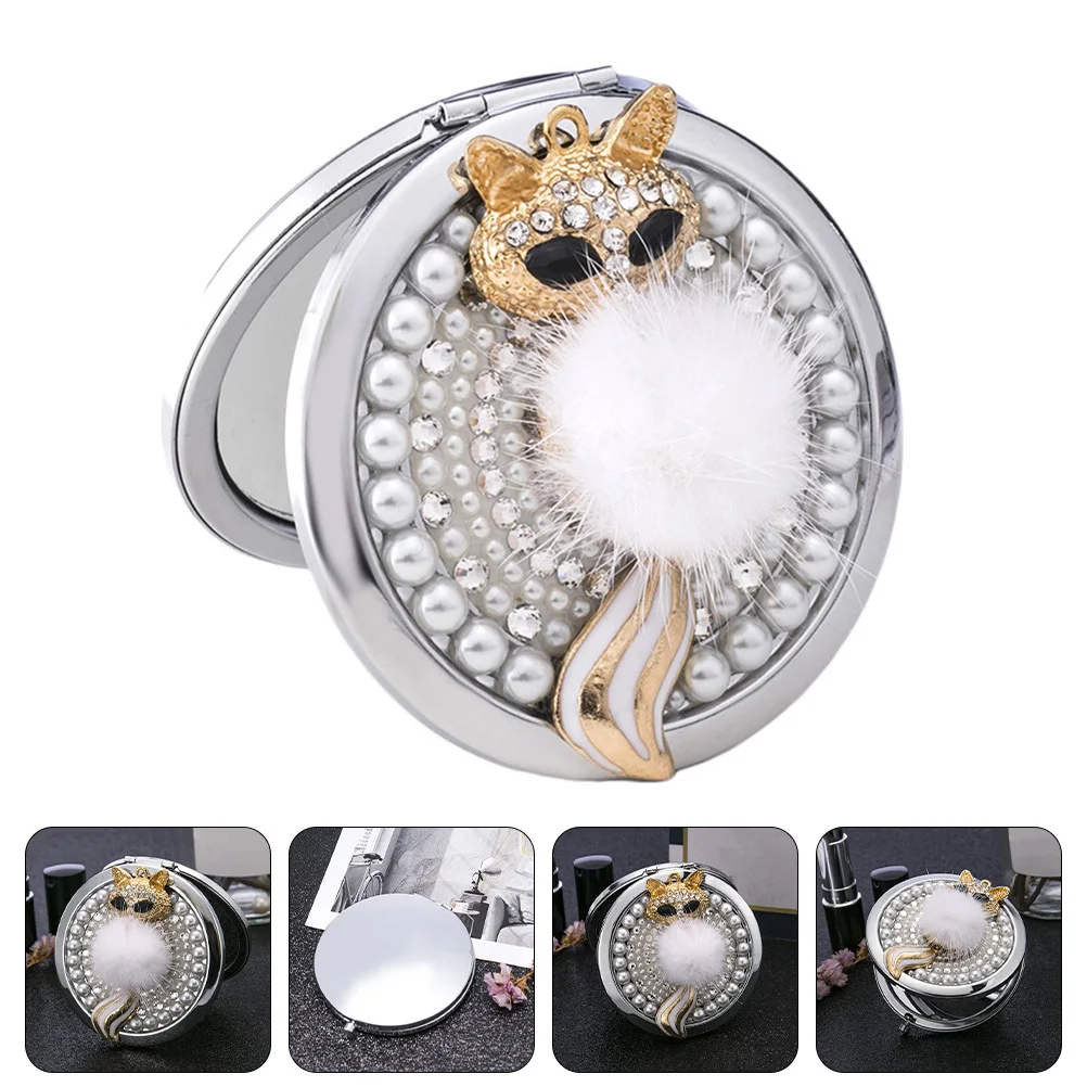 접이식 휴대용 양면 화장 거울 여우 모양의 소형 경량 확대 거울 여행 여성 액세서리