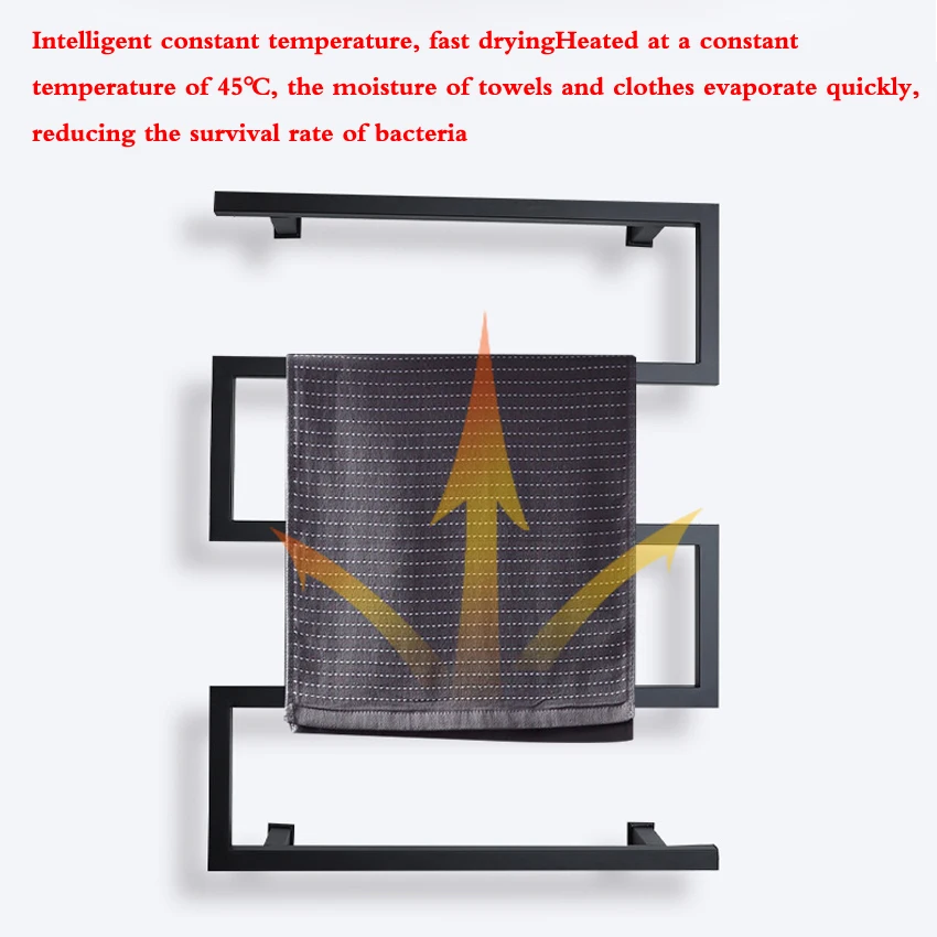 113hot Electric Towel Rack 304 SUS 80*60*12cm Constant Temperature Heated Towel Warmer Can be Timing/Temperature adjustment