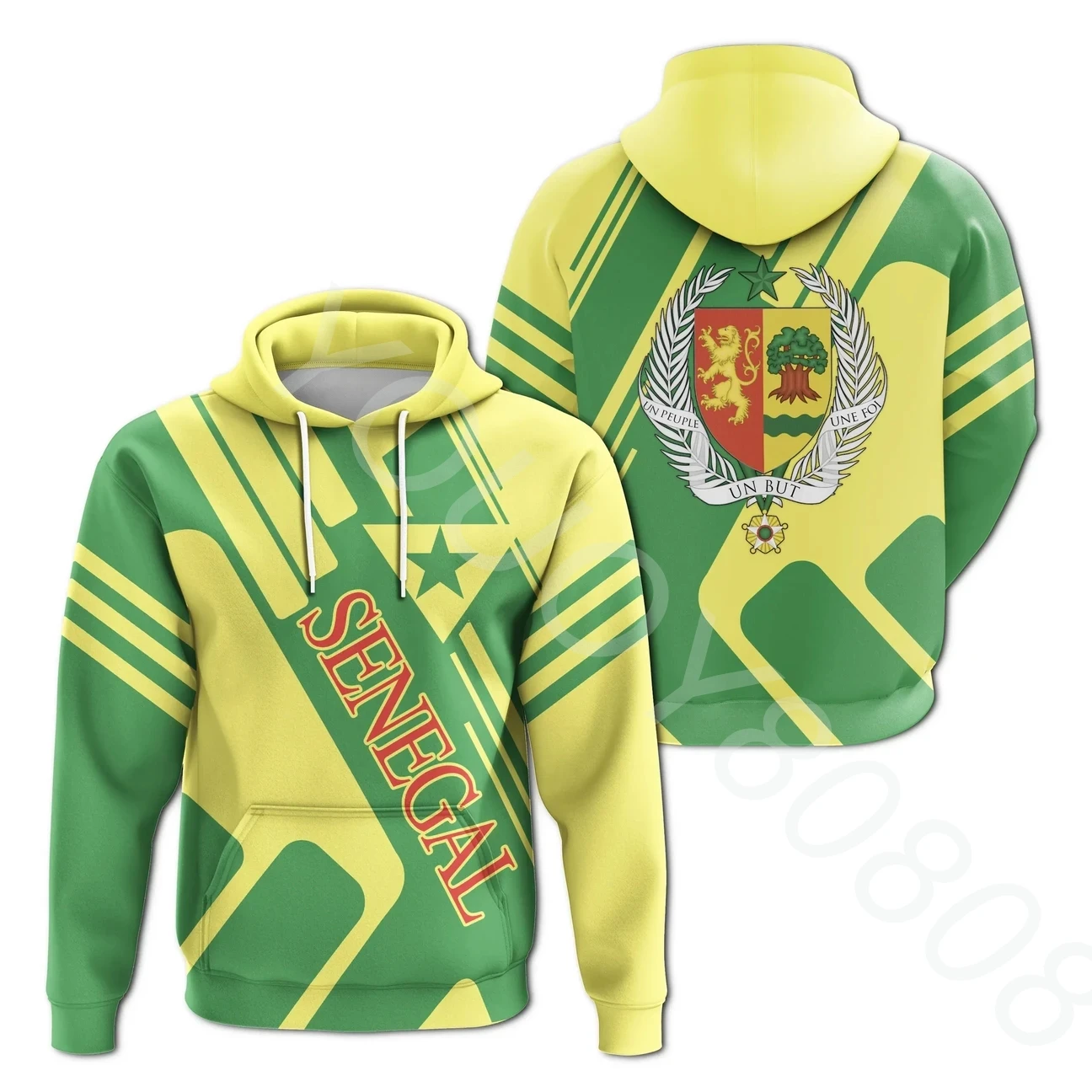 

Spring Autumn New Senegal Badge Zip Hoodie - Spanish Style African Zone Sweatshirt Men's Sweater Retro Harajuku Sportswear