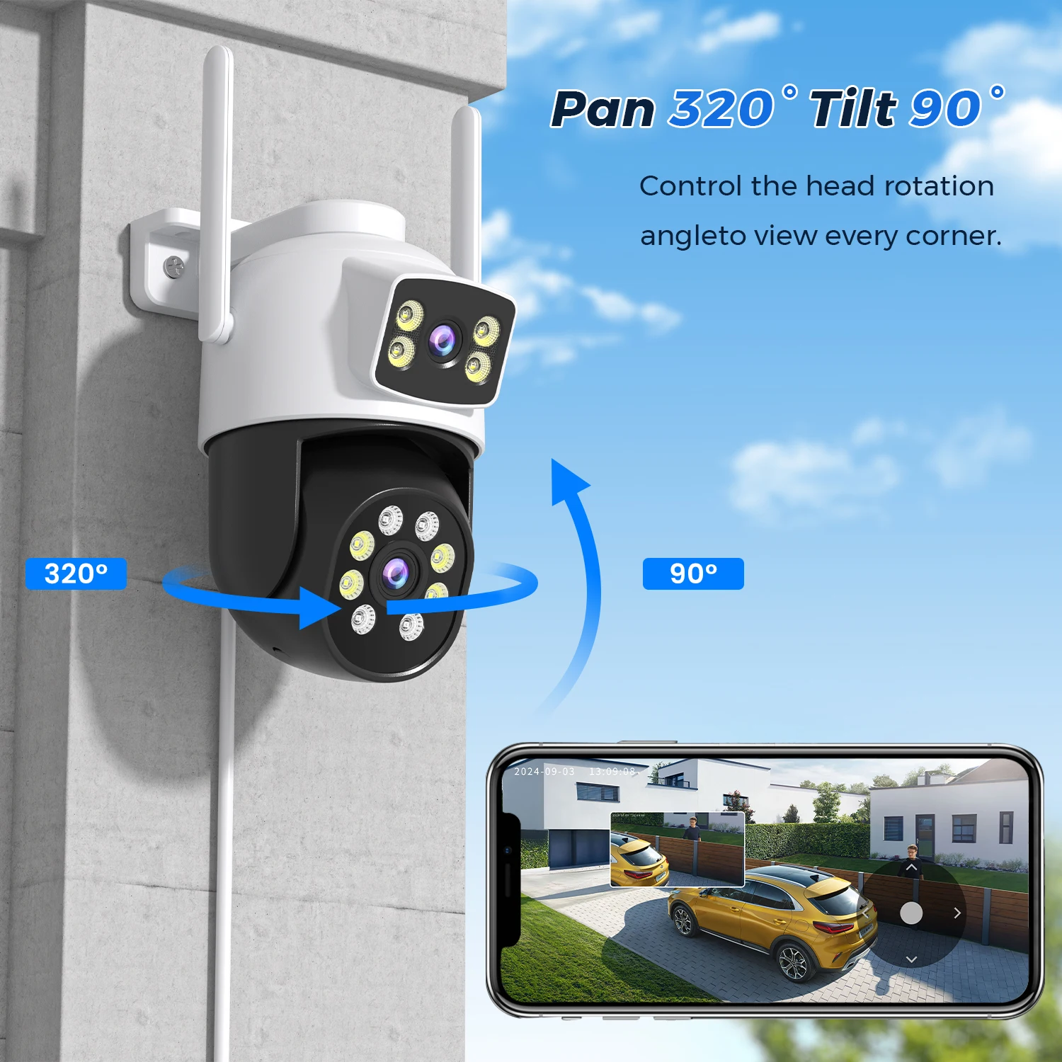 8MP 4K PTZ WiFi IP Camera Security Protection Dual Lens Screen Color Night Vision Auto Track CCTV Surveillance Camera ICSEE APP