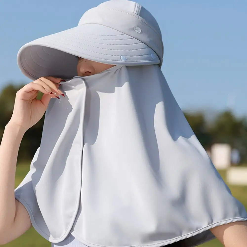

Foldable Wide Brim Shawl Fisherman Hat UV Anti Sunscreen Hiking Bucket Hat Neck Protection Ponytail Cap Women Sun Hat Summer