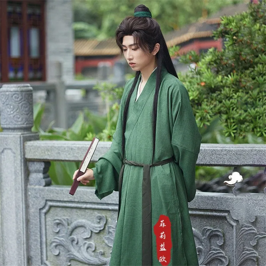 New Men Hanfu Original Traditional Chinese Swordsman Clothing Ancient Weijin Dynasty Cosplay Costume green Hanfu Dress Set