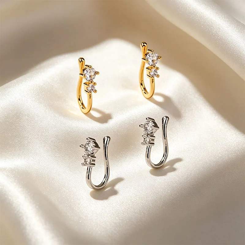 1 Stück goldfarbener Herz-Schlüssel-CZ-Nasenring, trendiger Y2K-Nasenpiercing-Schmuck für Damen