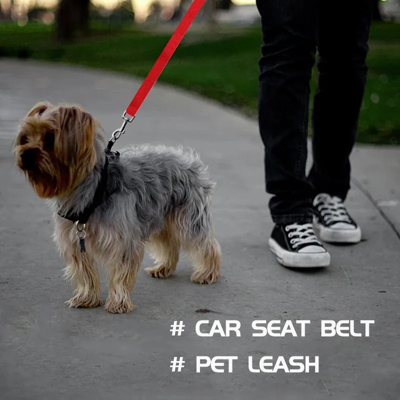 2 In 1 Pet Car Seat Belt Nylon Back Seat Safety Belt Lead Adjustable Dog Leash Rope for Small Medium Large Big Dog Product Stuff