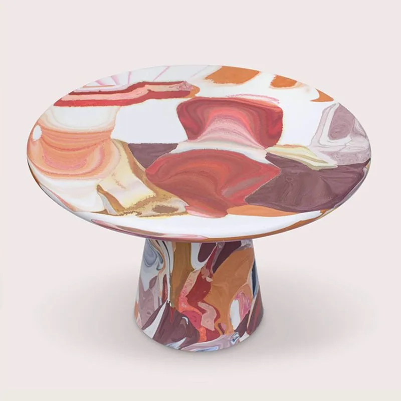 Creative oil painting dining table coffee table FRP light luxury round home
