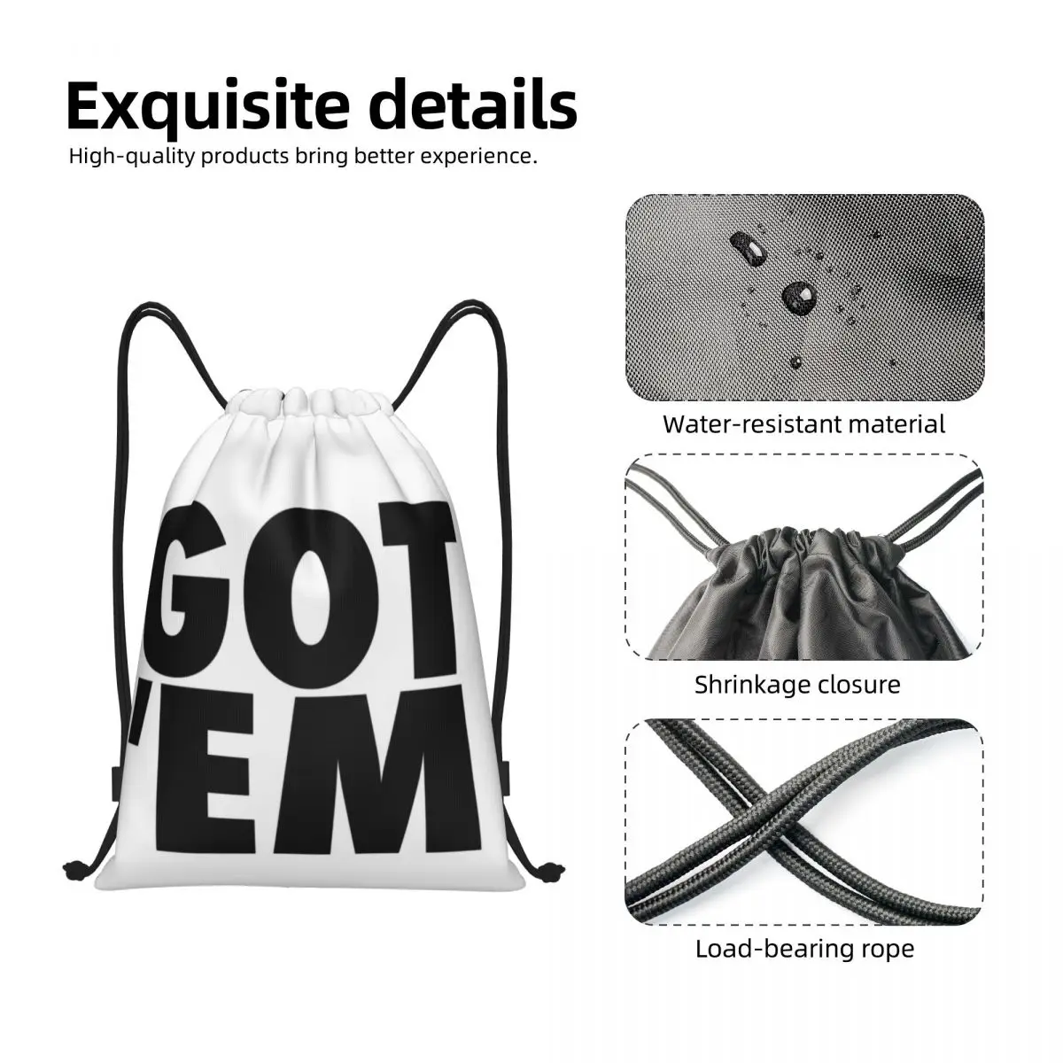 Custom GOT 'EM Drawstring Bags for Training Yoga Backpacks Women Men Sports Gym Sackpack