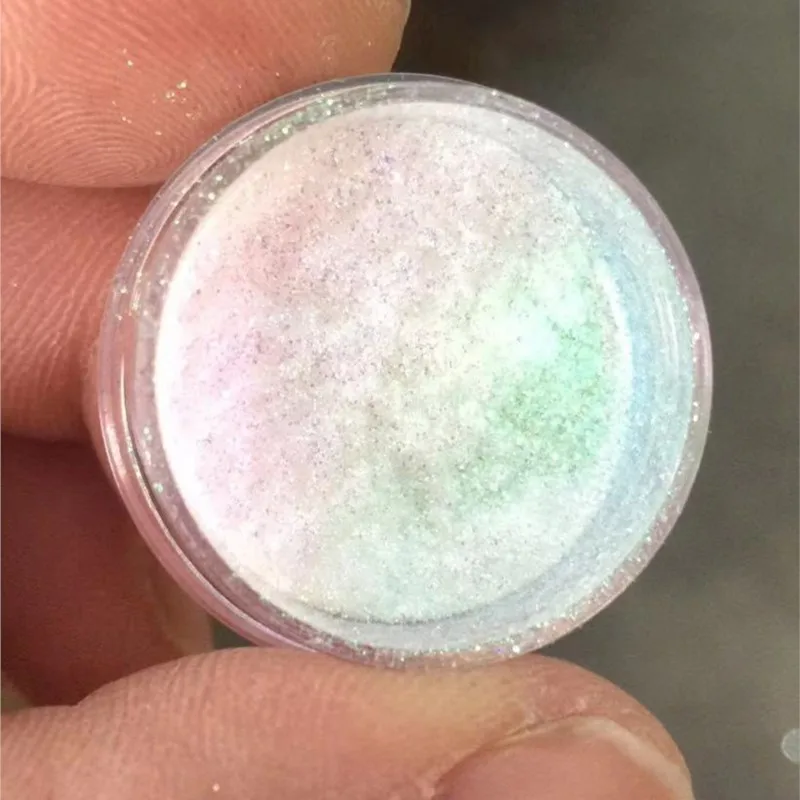 1Jar Aurora Unicorn Nail Chrome Pigment Rainbow Mirror Mermaid Nail Art Glitter Powder Chameleon Pearl Shell Color-Shift Dust F