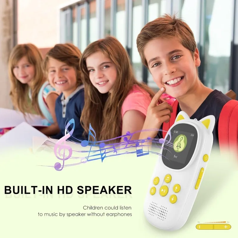 32GB MP3 Player with Bluetooth,Portable Music Player as Gifts for Kids Built-in HD Speaker Support Voice Recording Pedometer