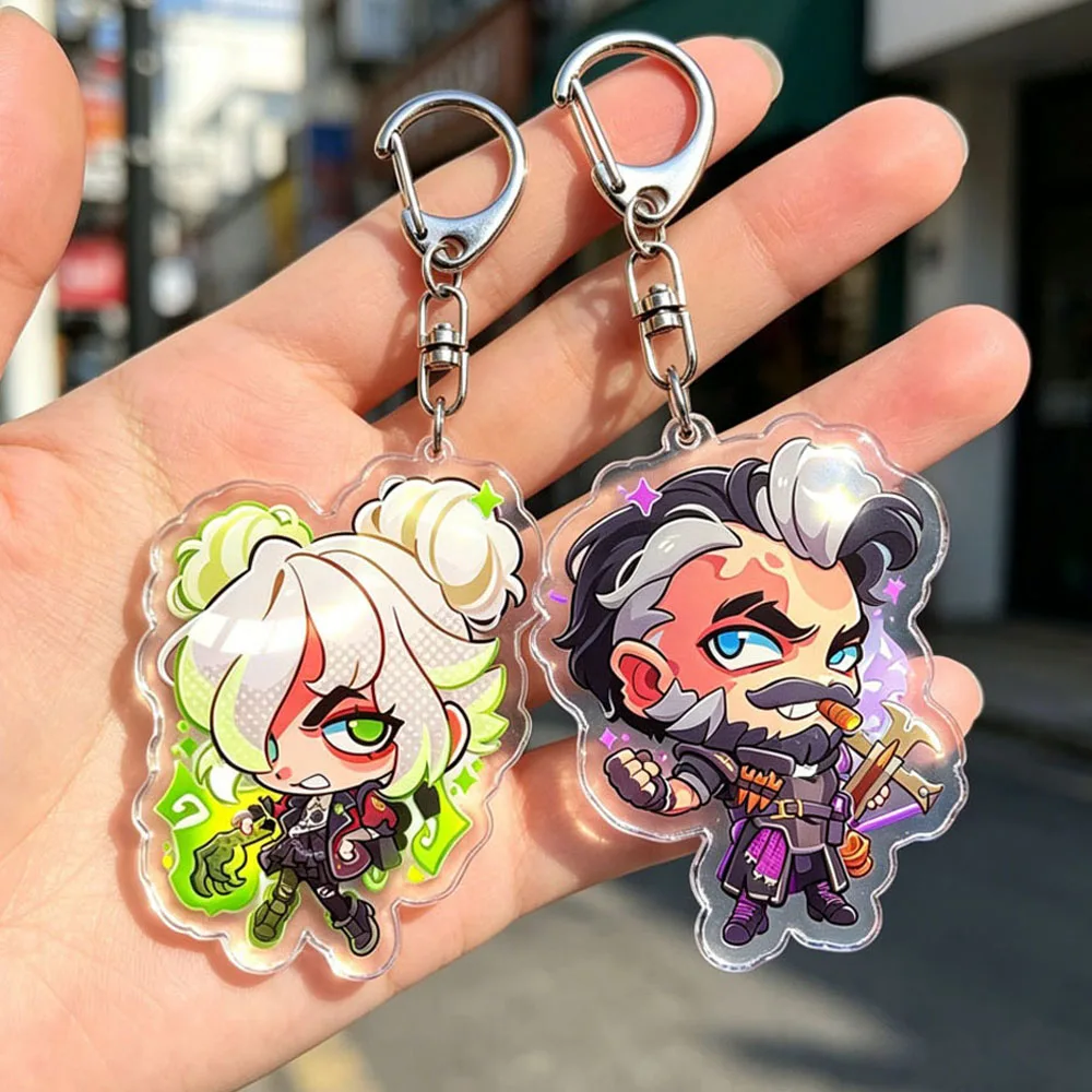 Deadlock Keychains Cartoon Chibi Rem Graves Silver Venator Celeste Apollo Keyrings Jewelry Manga Game Fans Gifts