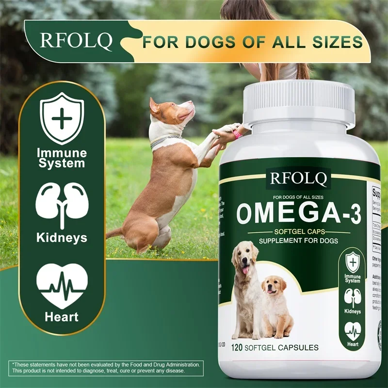 Omega 3 Fish Oil Canine Soft Gel - Reduce Itching and Shedding, Good for Pets Skin and Coat, Promotes Joints and Immune Health
