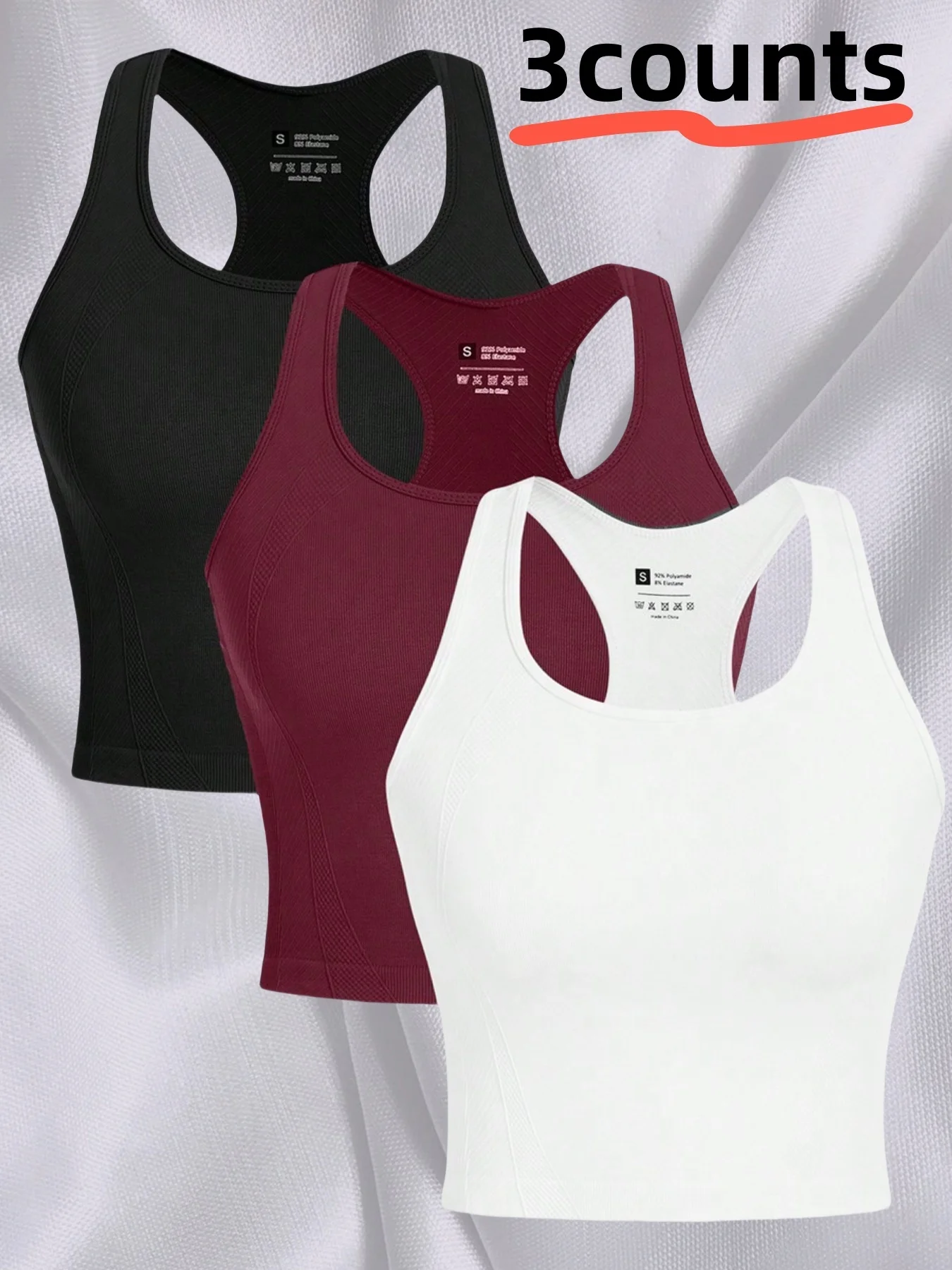 Mouwloos sportgesneden top met race-rug, hardloopfitness spandex fitnessvest voor dames, gymsporttop