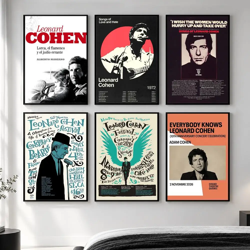 music Leonard Cohen Poster  HD Poster Simple Home Decoration Suitable for Living Room Bedroom Corridor Gift Giving