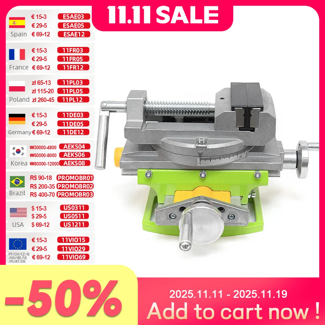 

2 in 1 Milling Drilling Precision Vise Swivel Base Table Aluminium Alloy Compound Worktable