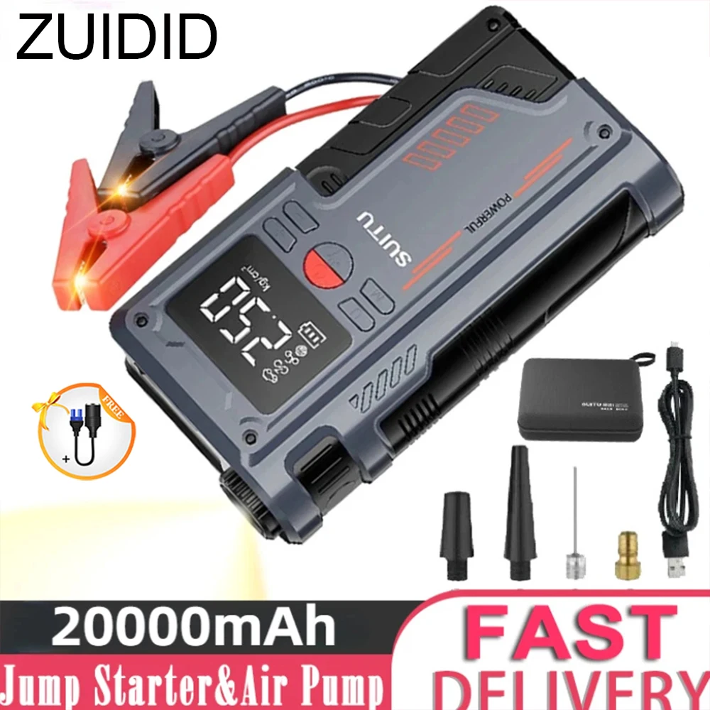 

Portable Car Jump Starter With Air Compressor 150PSI PowerBank Booster Air Pump Car Starter Device Automotive New Tyre Inflator