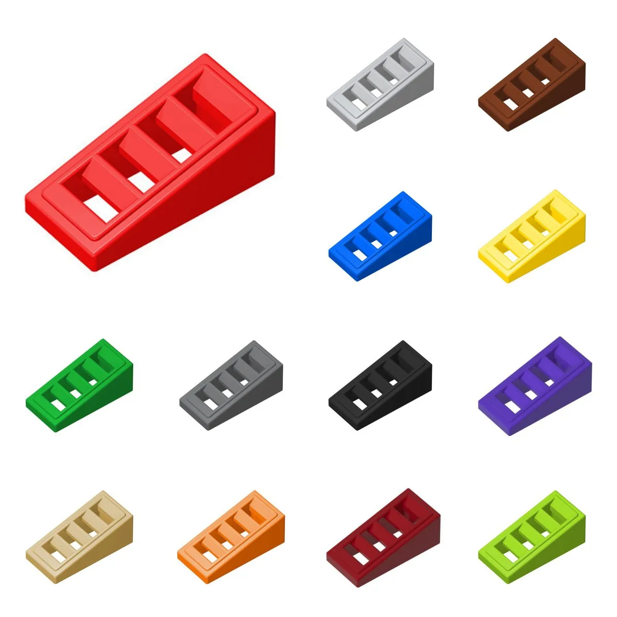 50pcs 61409 18863 Slope 18 2x1x2/3 with 4 Slots Building Block Toy Compatible Educational Creative Size Gift DIY MOC