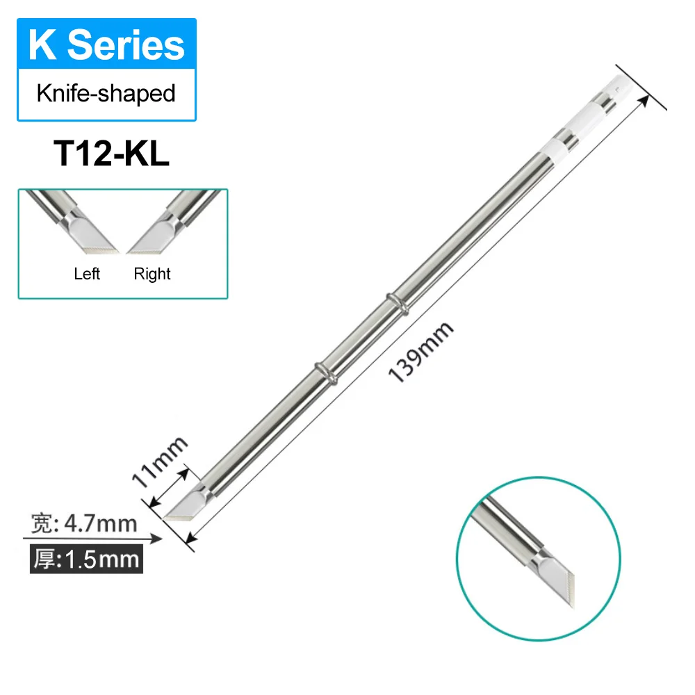 T12-K KU KR KL KF Knife-Shaped T12 Soldering Tips Set Compatible with Hakko T12 FX951 FX950 FM203 Welding Station view 3