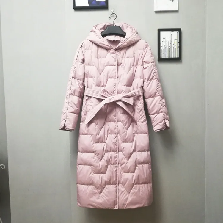 Doudoune mi-longue en duvet de canard blanc pour femme, manteau à capuche à lacets, parkas coupe-vent, chaud, style européen, automne, hiver, nouveau