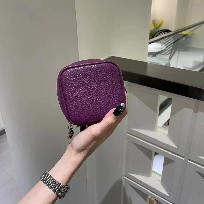 Luxury Square Cosmetic Bag Custom Name Woman Cross-body Bag Lipstick Genuine Leather Chain Clutch Handbag Lady Coin Purse Wallet
