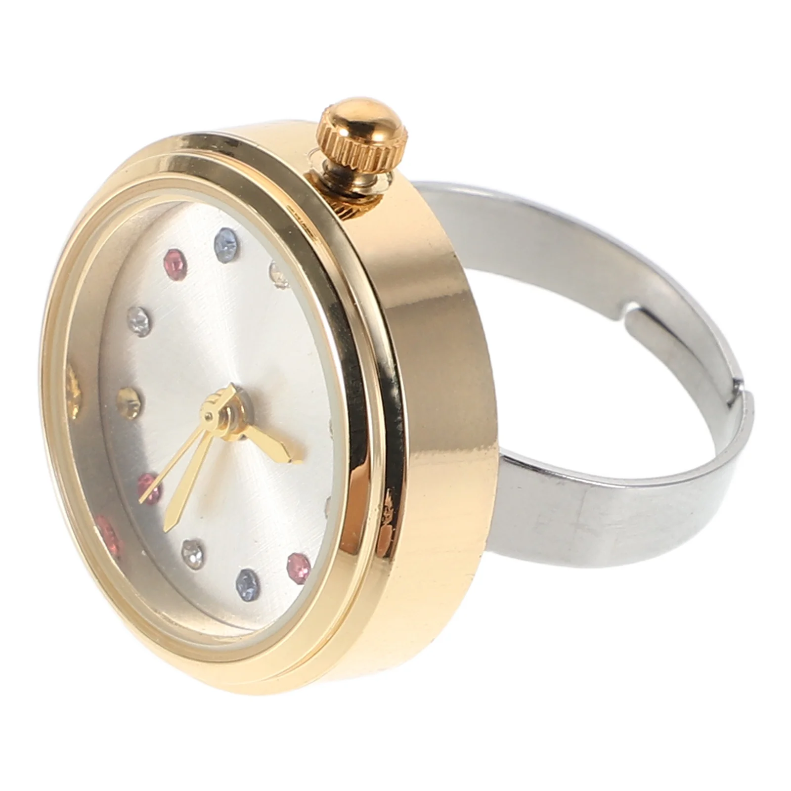 

Mini Colorful Rhinestone Finger Watch Stylish Waterproof Small Watch Ring for Students Daily Casual Use Finger Watches for Women