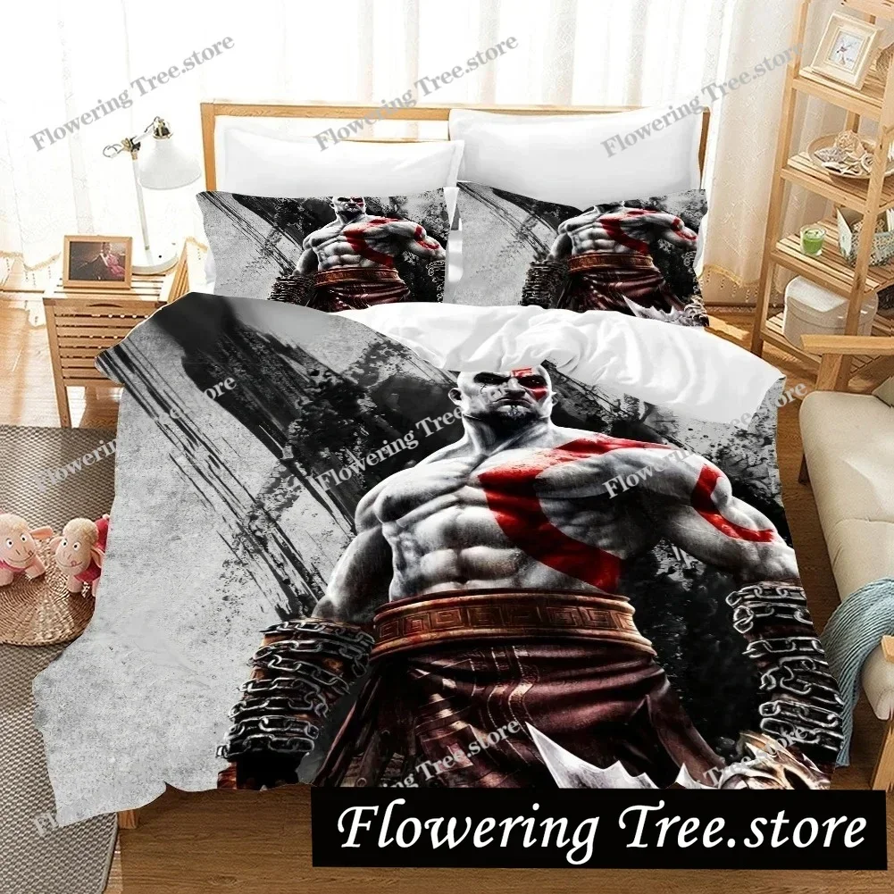 

3D Print Game God of War Bedding Set Duvet Cover Bed Set Quilt Cover Pillowcase Comforter king Queen Size Boys Adult Bedding Set