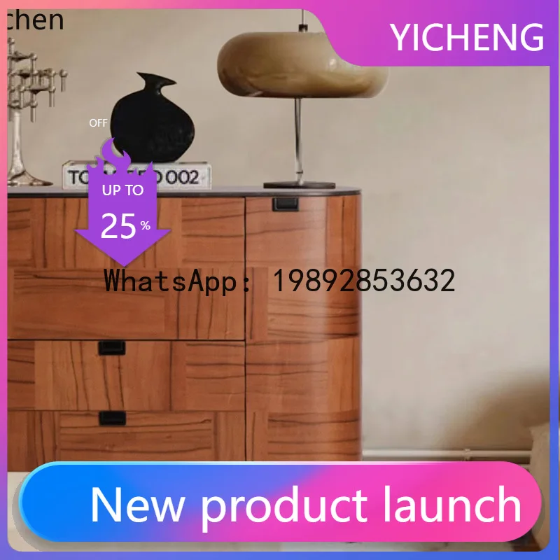 

A1 Solid Wood Sideboard Wood Grain Rock Plate Storage Decorative Entrance Cabinet