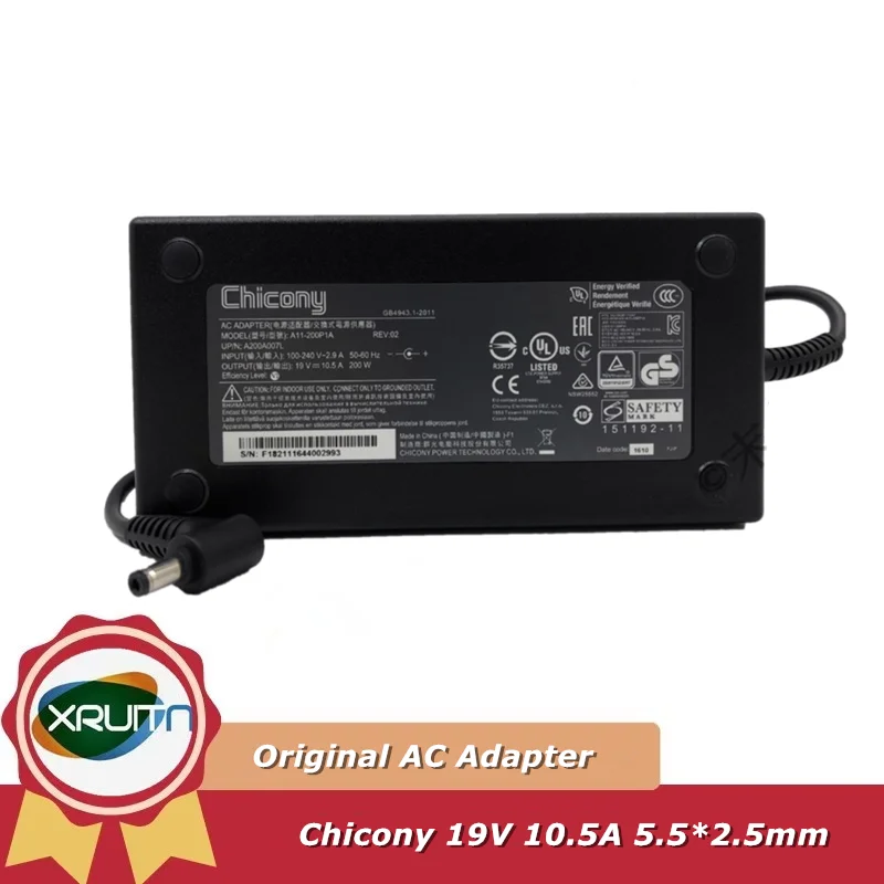 

Genuine CHICONY 19V 10.5A 200W A11-200P1A A200A007L Adapter for Gigabyte AERO 15X I7-8750H P57X V6 P35X V6 Sager NP8172 XMG P507