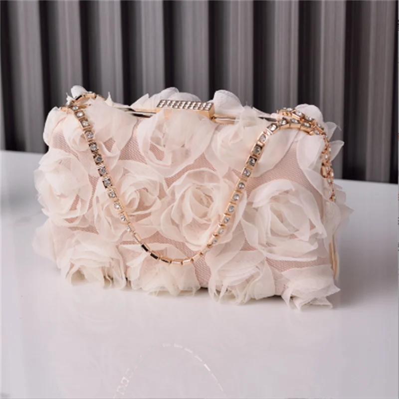 

2025 New Women Flowers Evening Bags Banquet Clutch Purse Mini Banquet Shoulder Bags For Ladies 4 Colors Drop Shipping