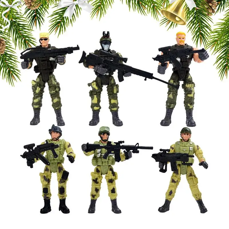 ทหารFigurines 6 ชิ้นสะสมทหารรุ่นอุปกรณ์เสริมปลอดภัยMini Action Figureเล่นชุดการศึกษาของเล่นเด็ก