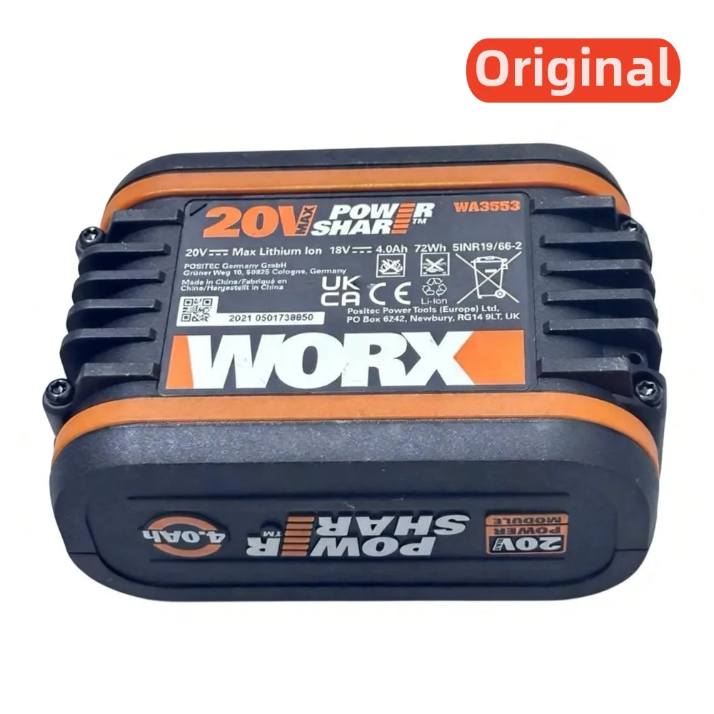 

Оригинальный аккумулятор 2Ач 4Ач для электроинструментов WORX 20V WA3553 WA3572 WG629: дрель, угловая шлифмашина, пила, шуруповерт, ударный инструмент
