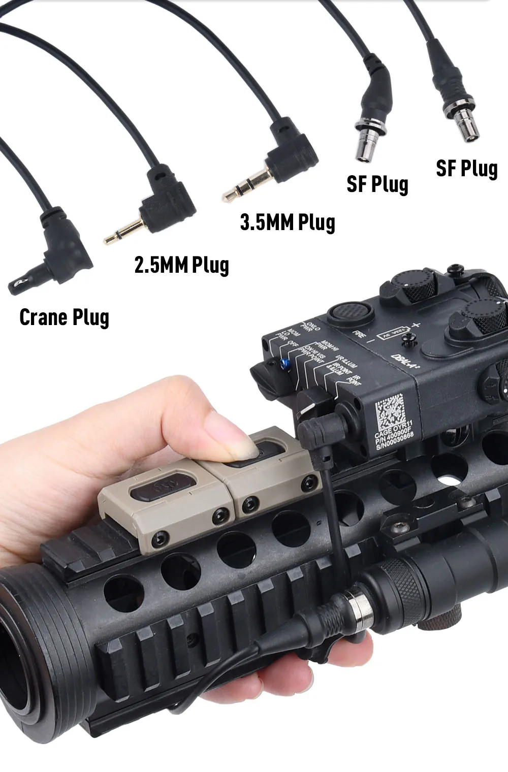 WADSN Taktischer Fernbedienungs-Doppel-Druckschalter für M300 M600 Light Airsoft DBAL PEQ15 Passend für M Keymod Picatinny – Detail 3