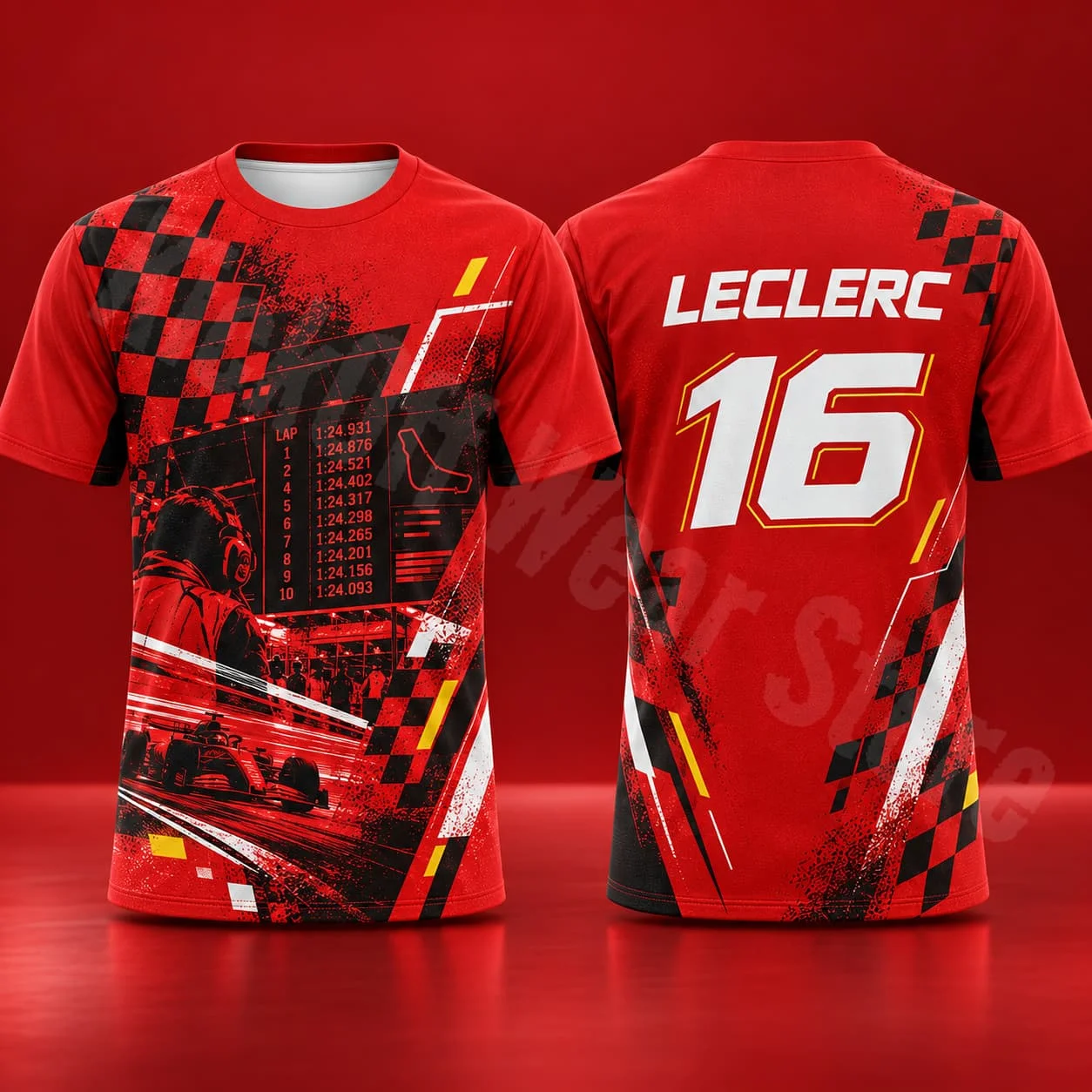 Leclerc 16 Herren-T-Shirt, Sommer-Rennsport-Grafik-T-Shirt, Speed-Style, lässige Streetwear, Motorsport-Fan-Shirt, Unisex, Herren, Damen, Geschenk – Detail 12