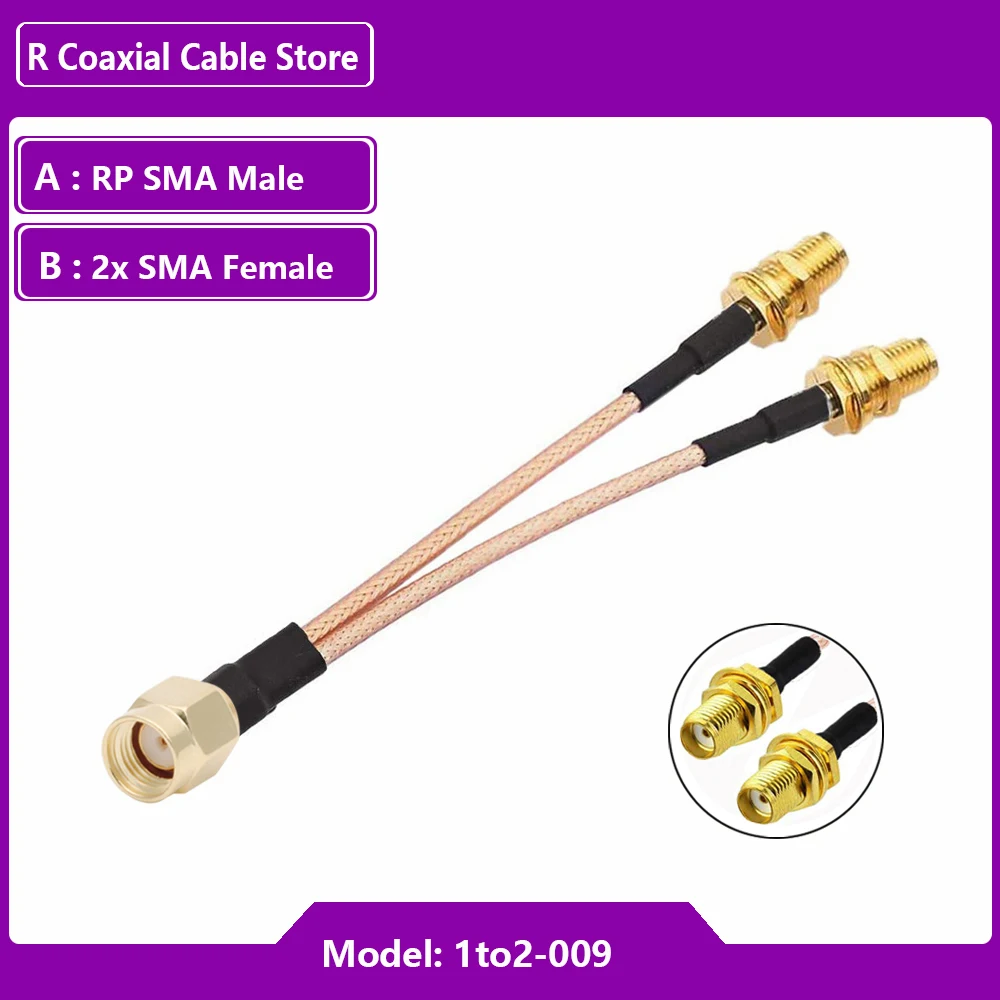 SMA Male to 2xSMA Female Connector Antenna Extension RF Coaxial RG316 Cable Pigtail Splitter 1to2 Y Type HUAWEI ZTE 3/4/5G Modem