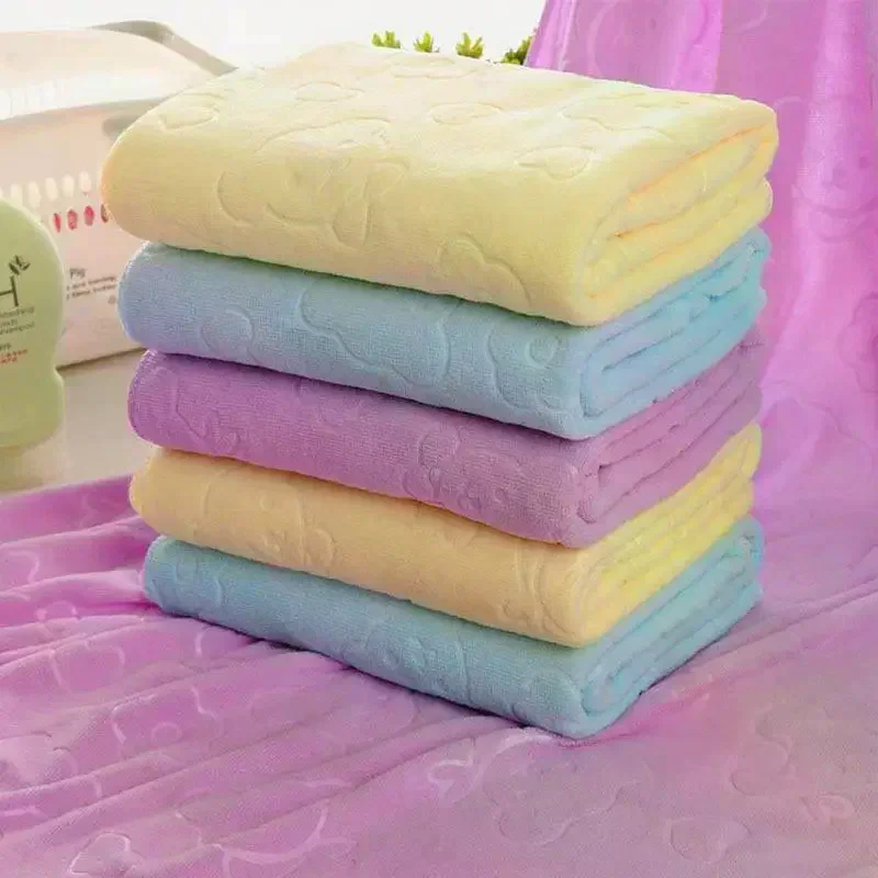 Soft Microfiber Bath Towels Highly Absorbent Cute Embossed Patterns For Home Shower Daily Cleaning Use