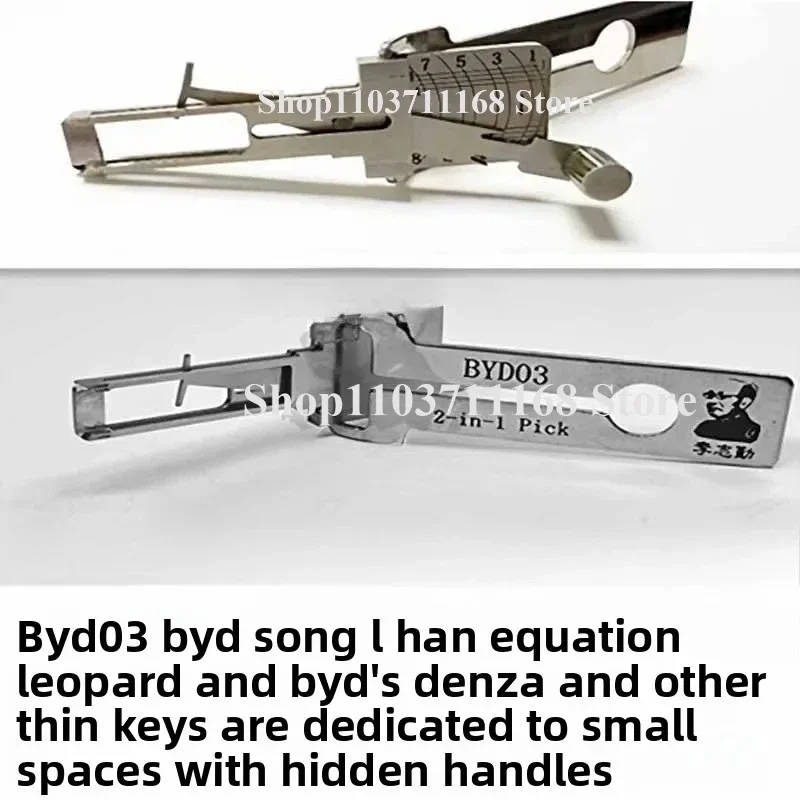 Lishi 2in1 for BYD03 Pick Tool for BYD Han Song L Tengshi Lockpick Decoder MINI Version Measuring Tool/Han, Tang,L Hidden Handle