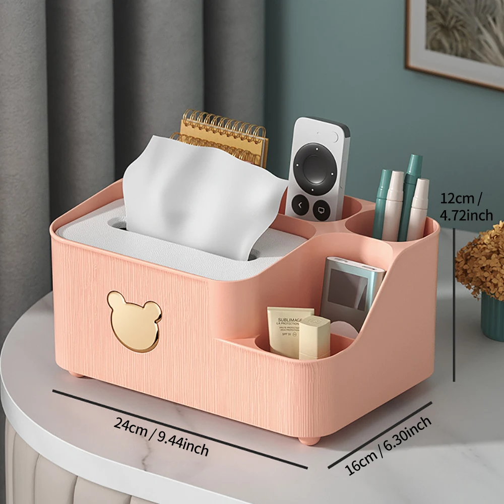 Living Room Tissue Box Partition Storage Box Mobile Phone Holder Design Multifunctional Tissue Case Kitchen Desktop Organizer