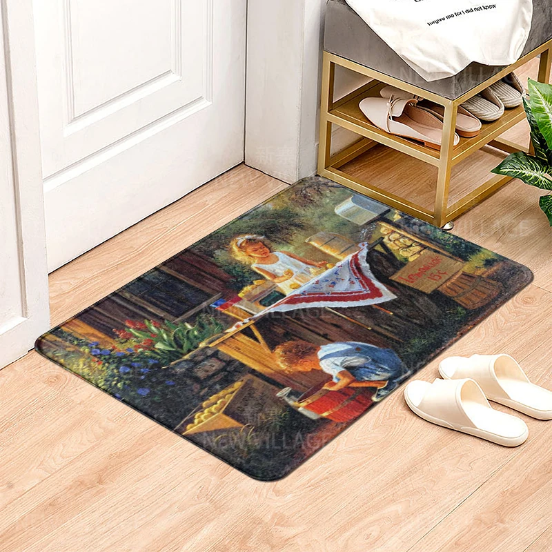 House entrance carpet Home doormat Animal oil painting style Room Foot mat bathroom non-slip mat Kitchen water absorption mat