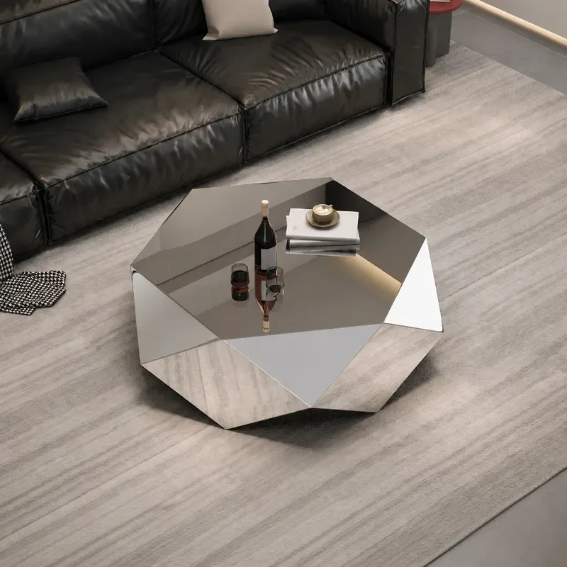 Diamond Stainless Steel Coffee Table Modern Minimalist Special Shaped Light Luxury Living Room Home Furniture